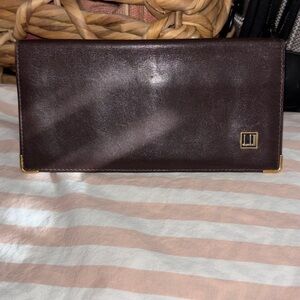Dunhill Dark Brown Leather check book holder with card carry